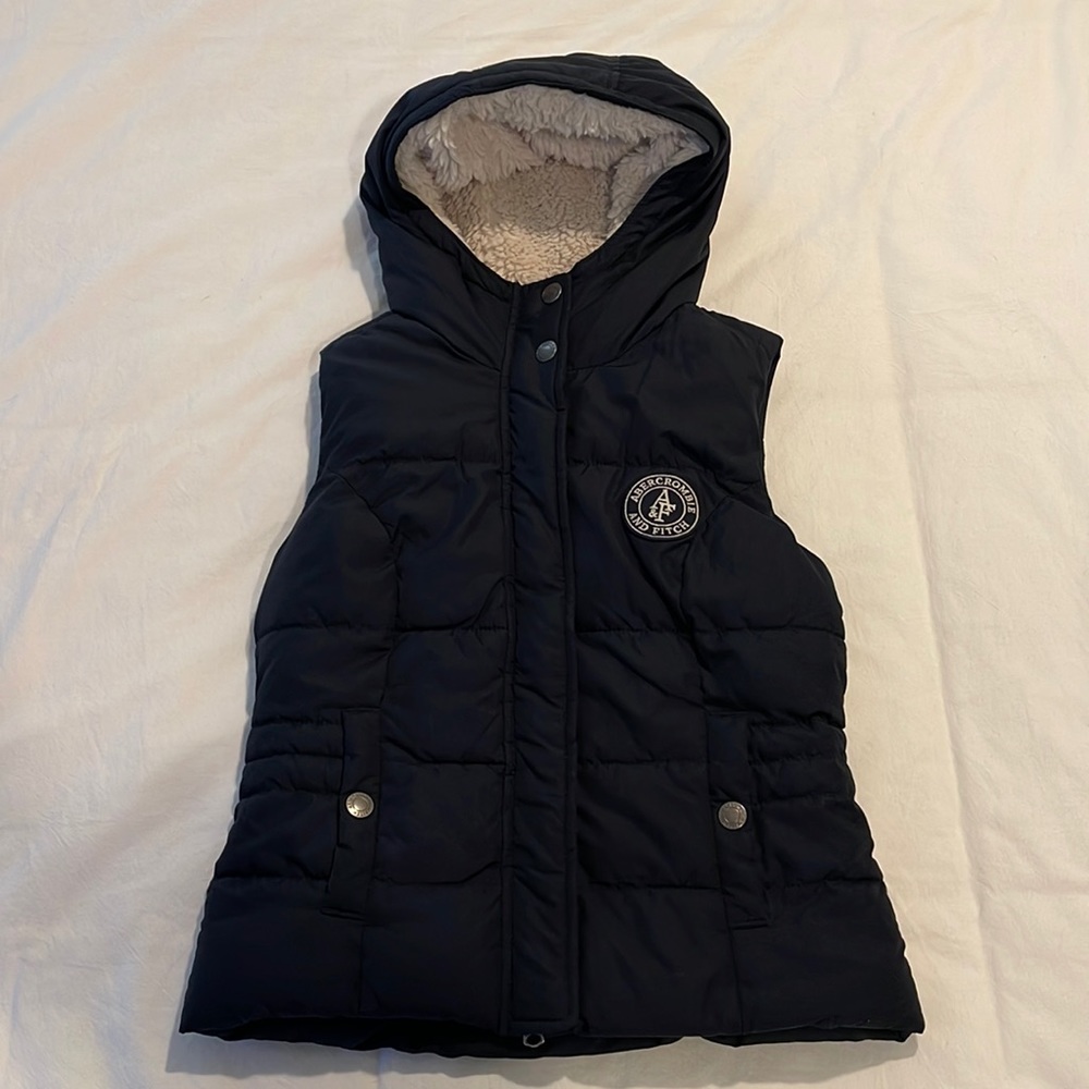 Dark blue Abercrombie and Fitch extra small fuzzy vest